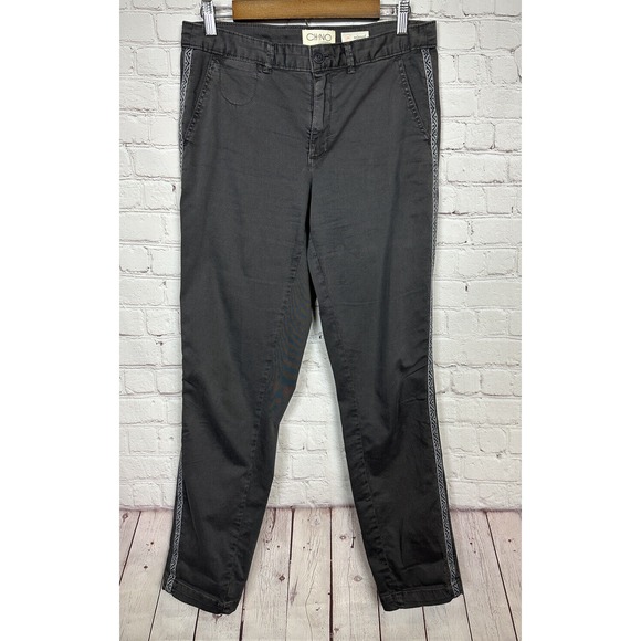 Anthropologie Chino Sz 28 Relaxed Straight Mid Rise Stripe Pants Aztec Boho - Picture 1 of 5